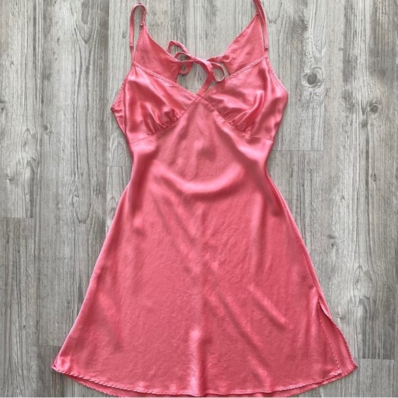 Vintage Y2K 100% Silk Slip Dress Backless Silk Dress Satin Slip Dress Tie Back S - Picture 2 of 12